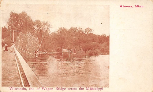 Winona Minnesota End Of Wagon Bridge Across The Mississippi River, PC U23948