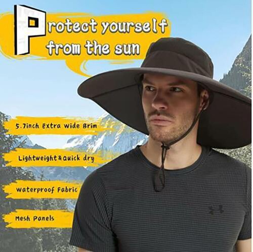 Men Women Wide Brim Sun Hat w/Neck Flap Foldable UPF 50+UV Protection Summer Cap - Picture 58 of 77