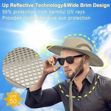 Wide Brim Sun Hat Breathable Bucket Cap Summer Fishing UV Protection Men Women