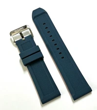 Original Bulova 24mm 98A225 BLUE / Red Rubber Watch Band Strap w/ Silver Buckle