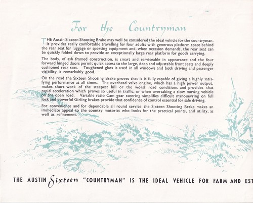 THE AUSTIN "COUNTRYMAN" 16H.P. SHOOTING BRAKE BROCHURE, PUBLICATION No. 346/A. - Bild 2 von 6