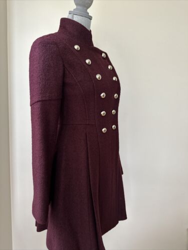 Guess Womens Red Wool Blend Textured Buttons Pea Coat XS - Picture 3 of 14