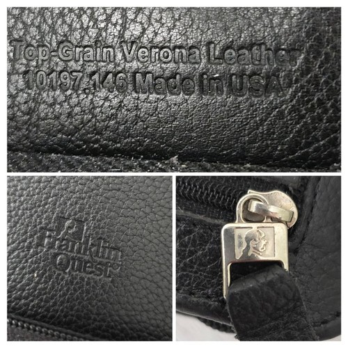 Franklin Covey Black Top Grain Leather Zip 6 Rings Binder Planner - Imagen 7 de 8