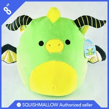 Squishmallow Official Kellytoy Plush Black Light Bethuna the Horned Dragon 8" 