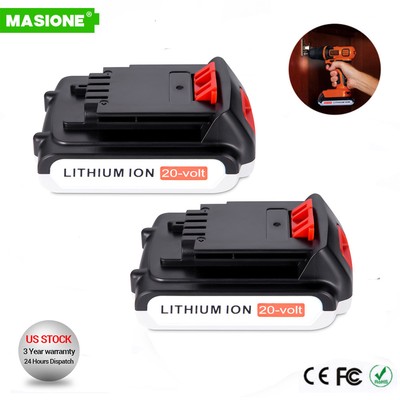 2x 20v Max 3 0ah Lithium Ion Battery For Black Decker 20volt Lb20 Lbx20 Lbxr20 Ebay
