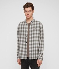 135 Allsaints Hazen Check Shirt Black Chalk White M