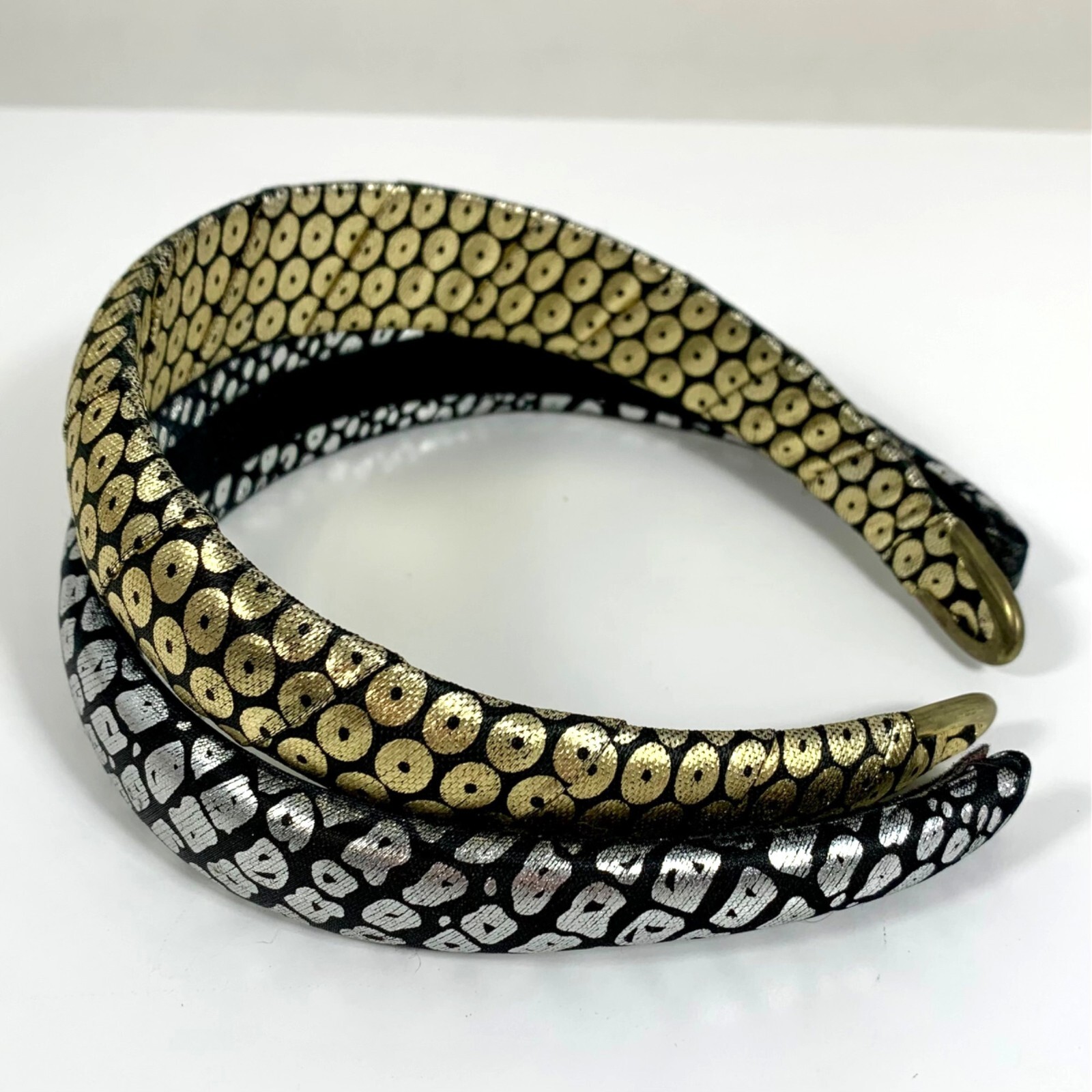 TWO Abstract Patterned Puffy Headband Metallic Go… - image 2