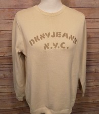 DKNY JEANS Sweater 100 Cotton Ribbed Crew Neck Medium
