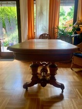 original antiker Esstisch, Nussbaum massiv, ausziehbar, seltenes Unikat, edel