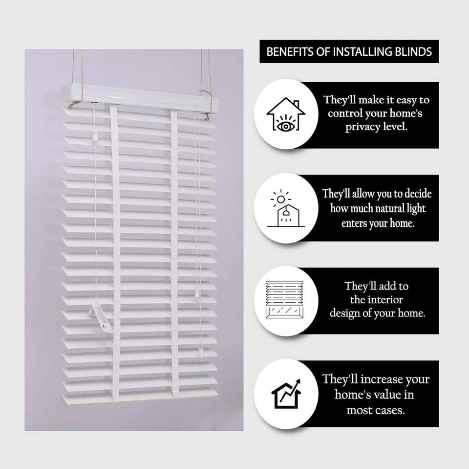 Faux wood Wooden Window Venetian Blinds with Tape 50mm Slats Trimmable Blinds - Image 4 of 4