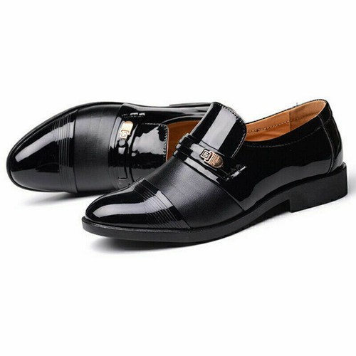 Mens Business Leather Shoes Smart Loafer Brogues Formal Work Slip-On Shoes - Picture 8 of 15