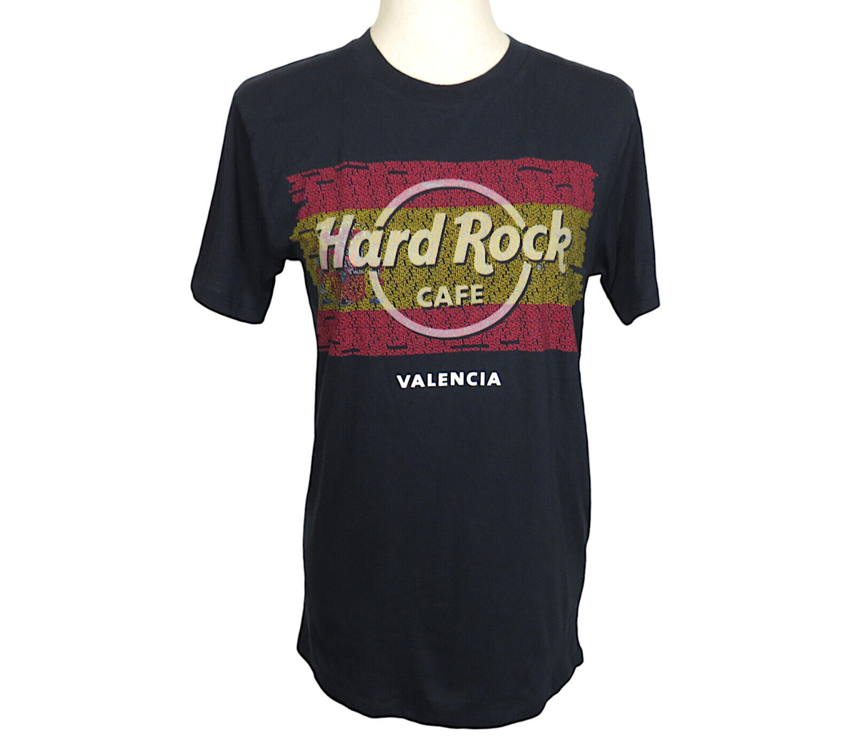 Hard Rock Cafe Valencia Spain Navy Repeat City Cotton Tee Shirt