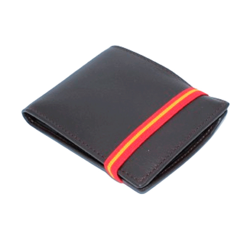 Cartera para hombre en piel con cierre elástico bandera de España
