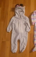 Carter's Girls 12-mos 1-Piece Fleece Hooded Pajama Deer Beige Pink W/horn  tail