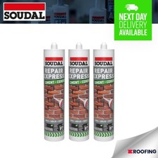 3x Soudal Repair Express Cement Mortar Crack Filler Cartridge GREY, 290ml