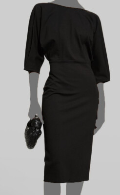 $295 MeimeiJ Women's Brown Cutout Back Bow Midi Shift Dress IT38/US2