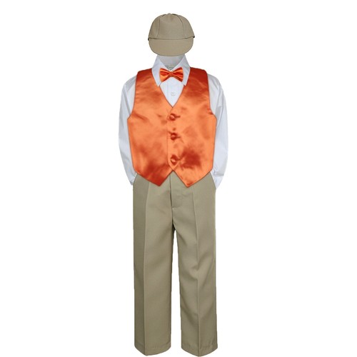 5 piezas Chaleco Moño Niño Pequeño Color Niño Chaleco Traje Formal CAQUI Pantalones y Sombrero S-7 - Imagen 19 de 25