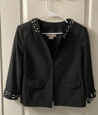Michael Kors Black Blazer With Metallic Accents Size 4