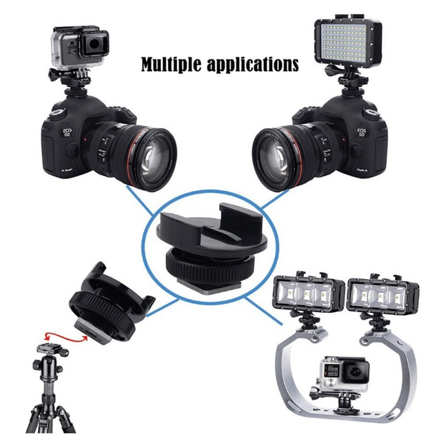 Flash Hot Shoe Mount Adapter with 1/4" Thread Hole for Gopro / SLR