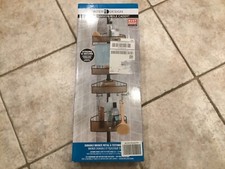 Interdesign 4 Tier Tension-pole Caddy In Bronze Rust Proof Wamber Pebble Panels