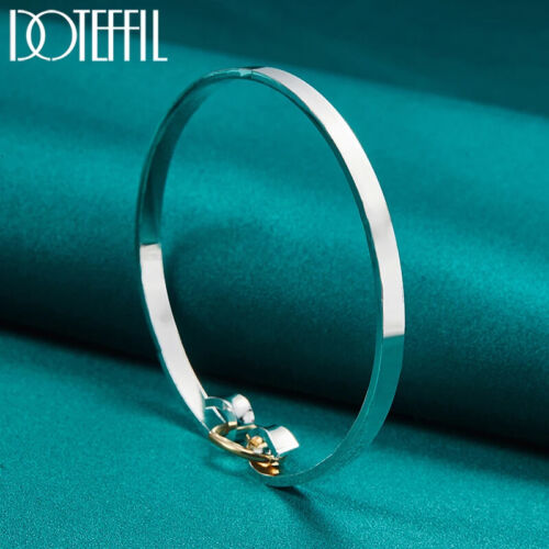 DOTEFFIL 925 Sterlingsilber Gold Herz Armreif Armband Mode Party Schmuck - Bild 4 von 6