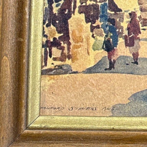 Sanford Stevens Framed Print Art Market Day 12 x 10 wood frame #429 Street scene - Picture 3 of 9