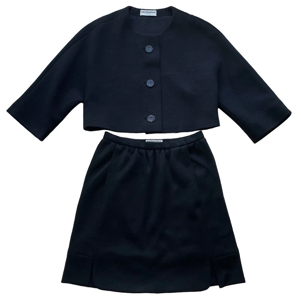 BRAND NEW BALENCIAGA Paris Jacket skirt suit Black 34/36 Vintage NWT Dress  Vtg | eBay