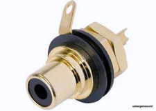REAN NYS367-0 RCA Panel Mount Jack w/ Gold Plated Contacts - BLACK INSERT