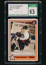 1990-91 7th Inning Sketch WHL rookie #24 Chris Osgood rc CSG 9.5