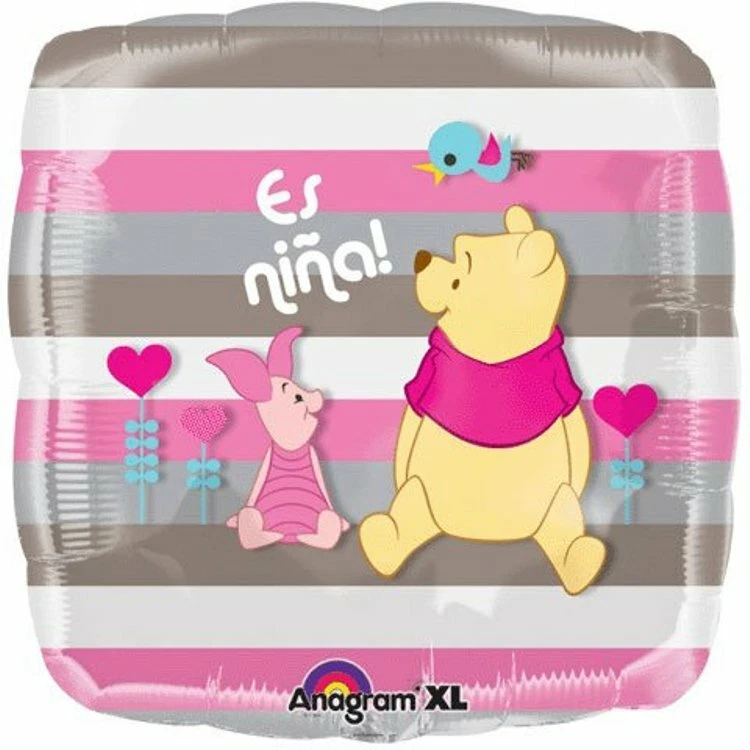 4 x 18" Winnie The pooh & Piglet Happy Birthday Foil Mylar Balloon Decoration Foto 2 de 2