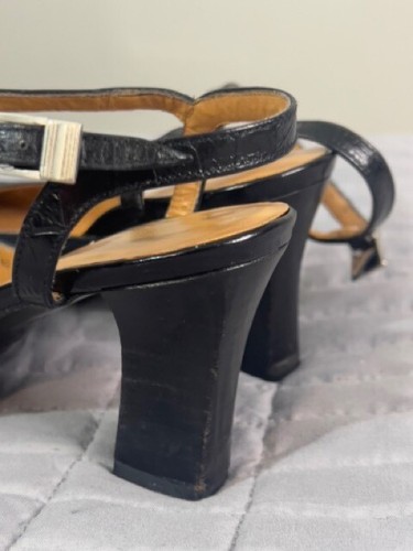 Lauren Ralph Lauren Women's Black Angle Strap Kitten Heels Shoe Size 6.5B - Picture 9 of 20