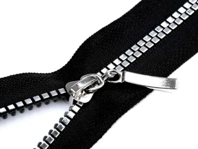 MARKENLOS Krampenreißverschluss Reißverschluss teilbar 40-50-60-70-80-90cm silber Jacke