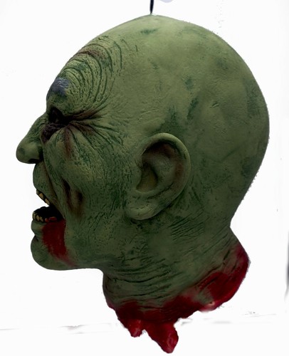 Talla Natural Halloween Utilería Cabeza Walking Dead Cortada CALVA VERDE ZOMBIE - Imagen 3 de 9