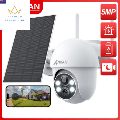 ANRAN 5MP 2K Solar Camera Rechargeable Battery PIR Humanoid Detection Outdoor PT