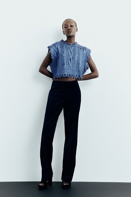 ZARA WOMAN CABLE KNIT METALLIC VEST BLUE SZ M 4369/102 | eBay