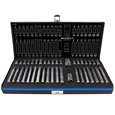 XZN Vielzahn Steckschlüssel Torx Bit-Satz Innensechskant Set 40tlg 1/2'' Hex Lang