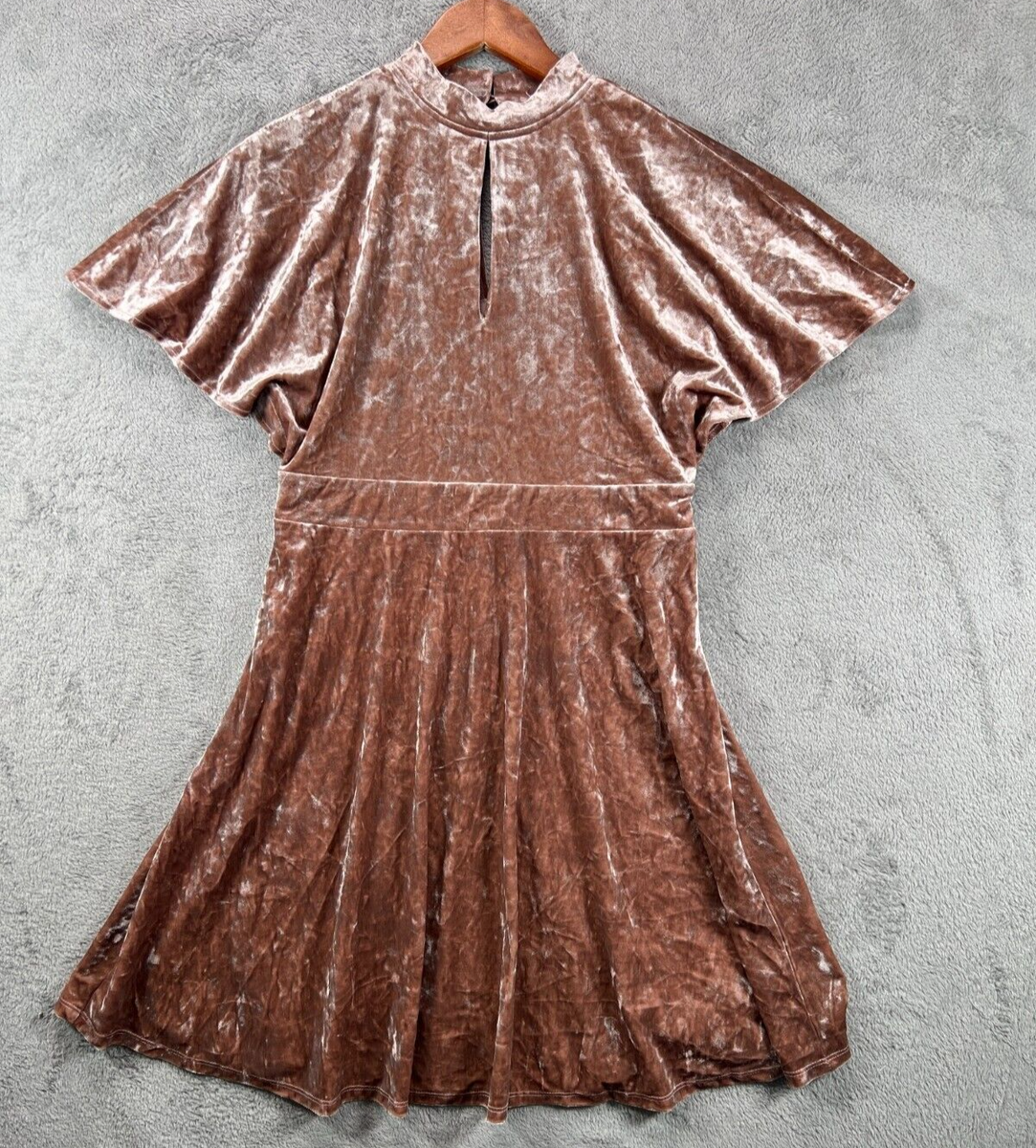 Grey & Gray Womens 10 Velvet Dress Rose Gold Pink Crushed A Line Flutter Sleeve | eBay Grey & Gray Womens 10 Velvet Dress Rose Gold Pink Crushed A Line Flutter Sleeve | eBay