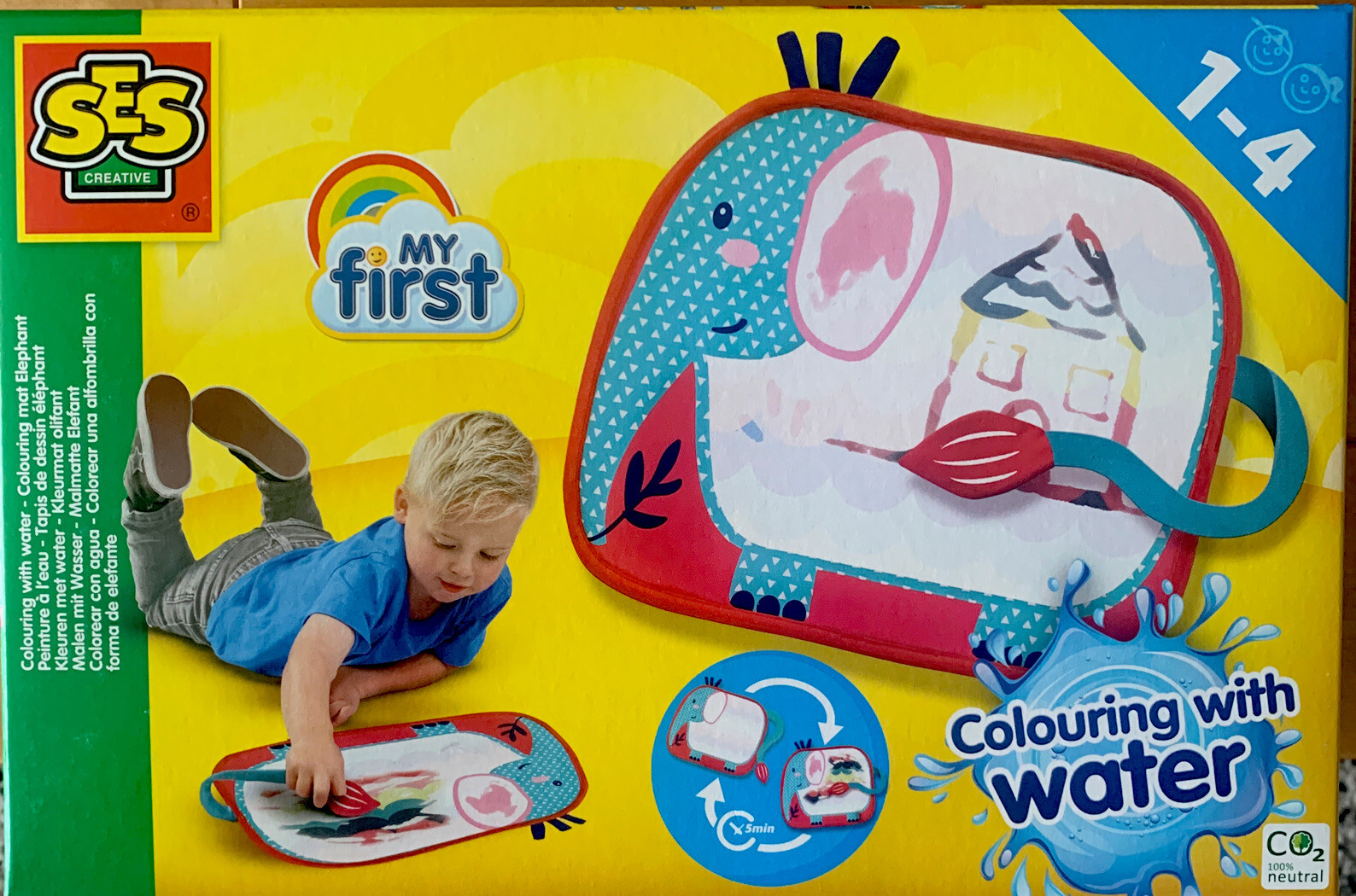 SES CREATIVE Children's My First Colouring with Water Colouring Mat Elephant | N