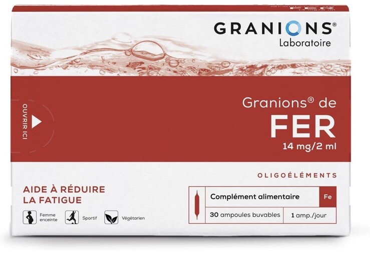 Granions de Fer 30 Ampoules Buvables Cure de Vitalité pour Femmes et Sportifs