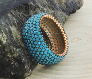 STERLING-925-SILVER-amp-MICRO-PAVE-SLEEPING-BEAUTY-TURQUOISE-ETERNITY-BAND-RING