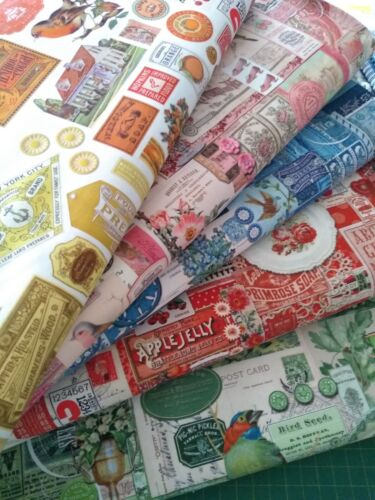 CATHE HOLDEN'S CURATED IN COLOR RED TONAL EPHEMERA. FAT QUARTER. MODA FABRICS - Picture 3 of 3