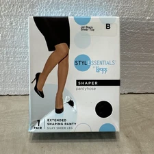 Style Essentials By Leggs Shaper Pantyhose Size B Sheer Toe Black