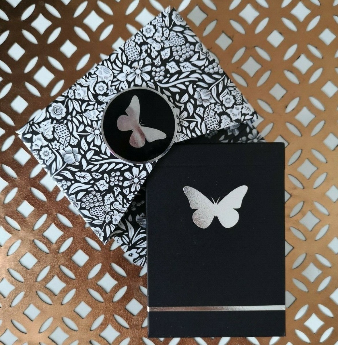 Butterfly Black Silver Unmarked Edition Playing Cards New Ondrej