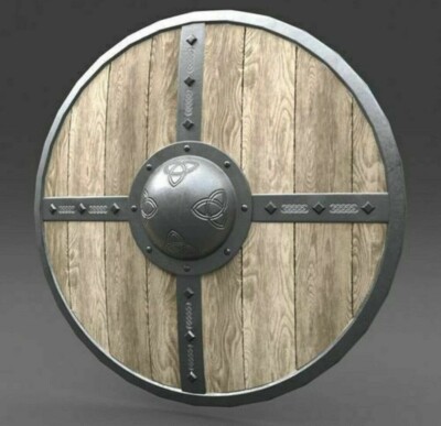 ANTIQUE ULTIMATE VIKING KING RAGNAR's BATTLE VINTAGE 24'' WOODEN SHIELD GIFT