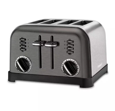 Cuisinart Classic Metal 4-Slice Toaster, Brushed Black Stainless CPT-180BKSP1 - Image 1 of 4