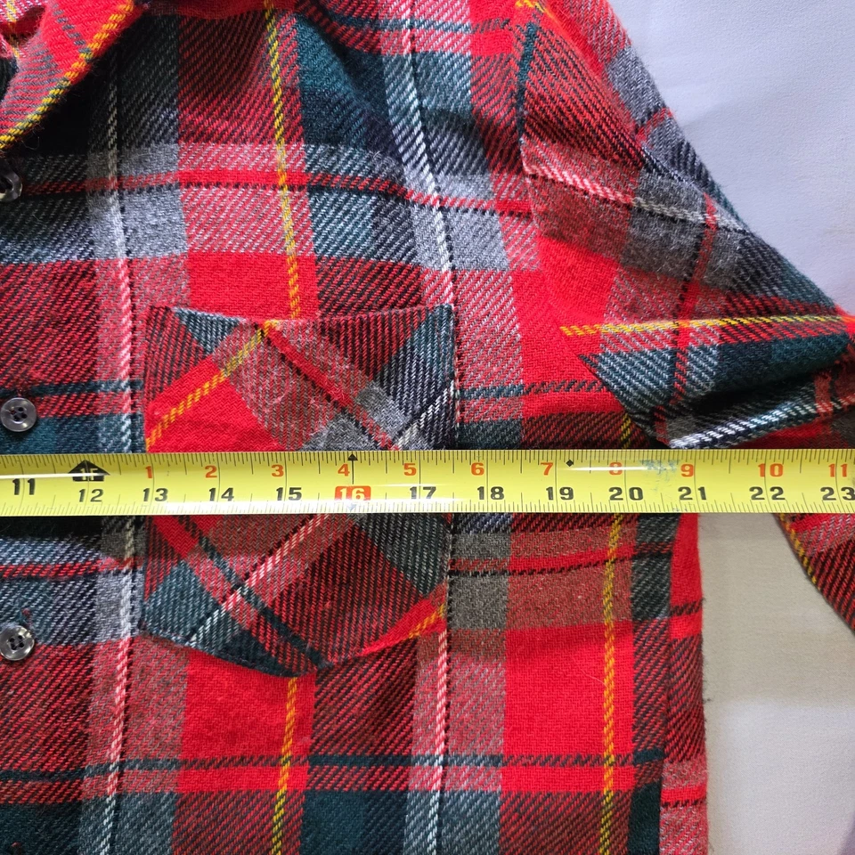Camisa de franela vintage Dutchmaid para hombre años 60 tartán a cuadros roja 15-15,5 brazo 32,5 Foto 4 de 4