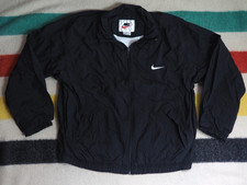 VTG 90s Nike White Tag Black Mini Swoosh Check Logo Windbreaker Jacket Mens L
