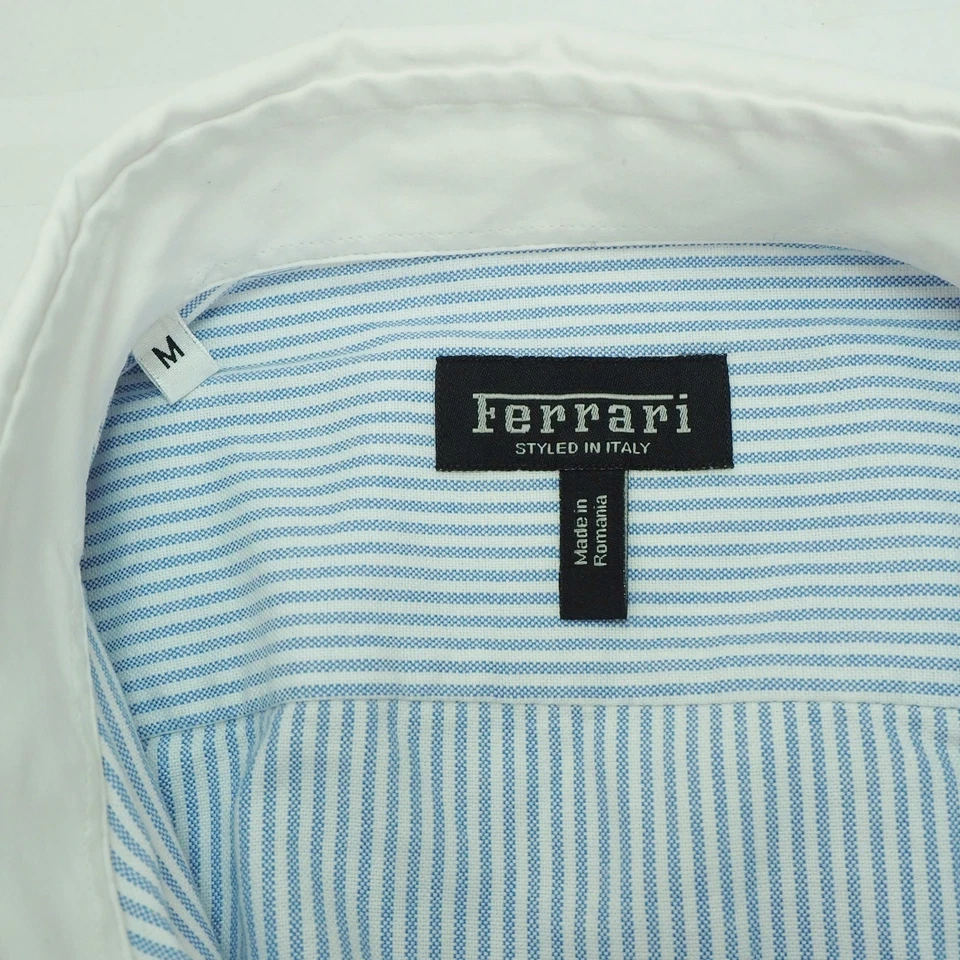Ferrari Button Down Shirt Mens Medium Blue Italy Dress Oxford Blend French Cuffs - Image 4 of 4