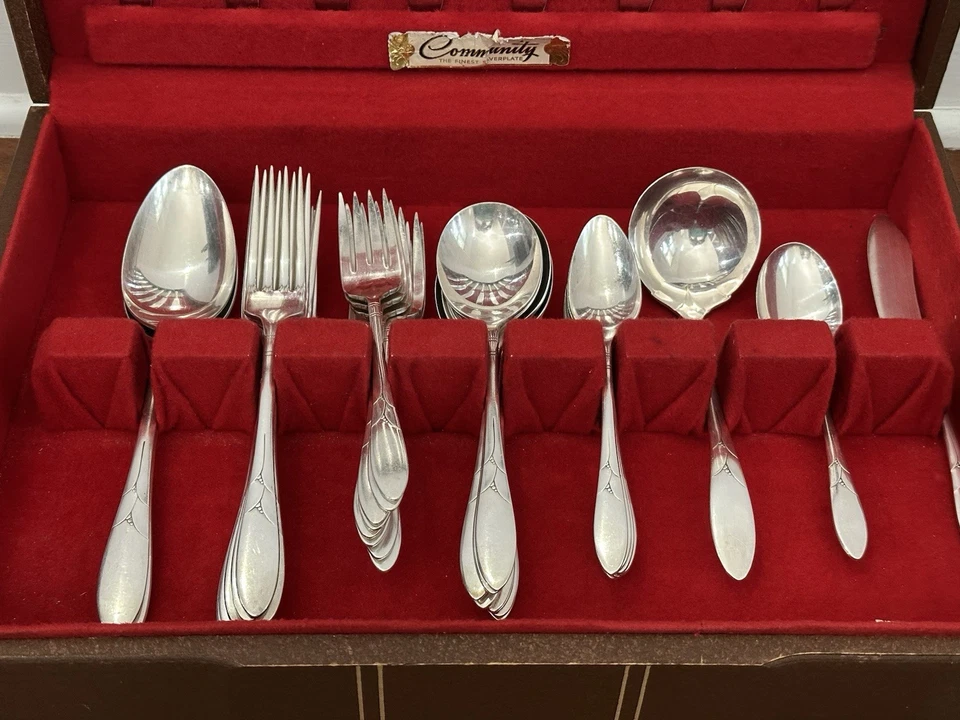 Juego de cubiertos vintage Oneida Lady Hamilton Community con cofre 45 piezas. Foto 3 de 4