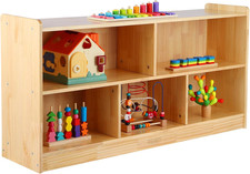 Montessori Shelf, 47-1/4" L Toy Shelf, Toy Storage Organizer with 2-Layer Booksh